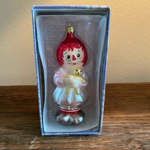 Kurt Adler Raggedy Ann Christmas Ornament Yellow Teddy Bear